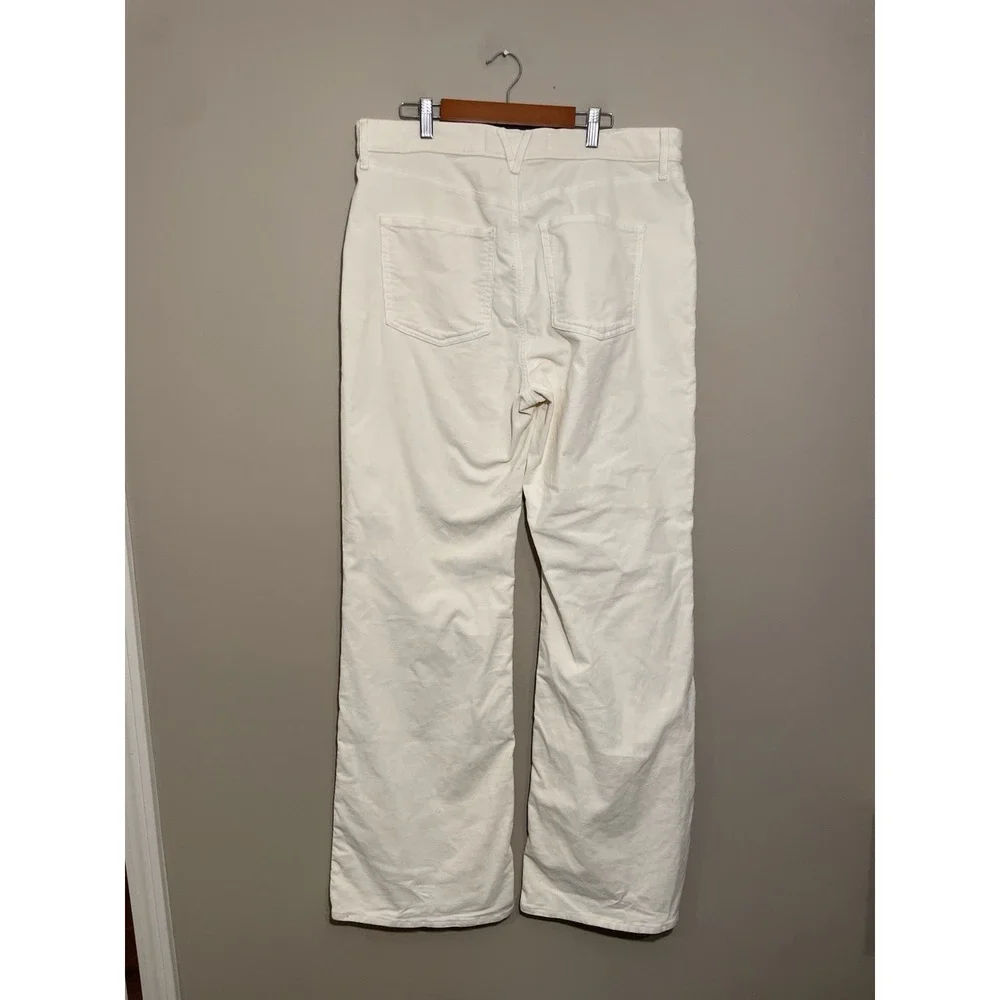 Veronica Beard Crosbie Wide Leg Corduroy Pants High Rise Sz 32 Cream Ecru
